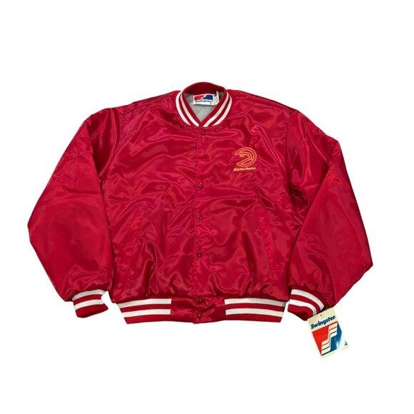 Deadstock Vintage 1980's Swingster Atlanta Hawks NBA Satin Jacket Men's Large - Picture 1 of 7